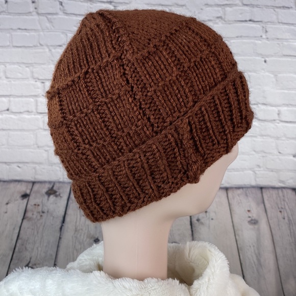 Homemade Brown Crocheted Knit Yarn Hat - Picture 6 of 10